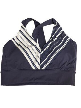 Enavant Sport Calypso Striped Sports Bra MED Thick Criss Cross Straps Athletic
